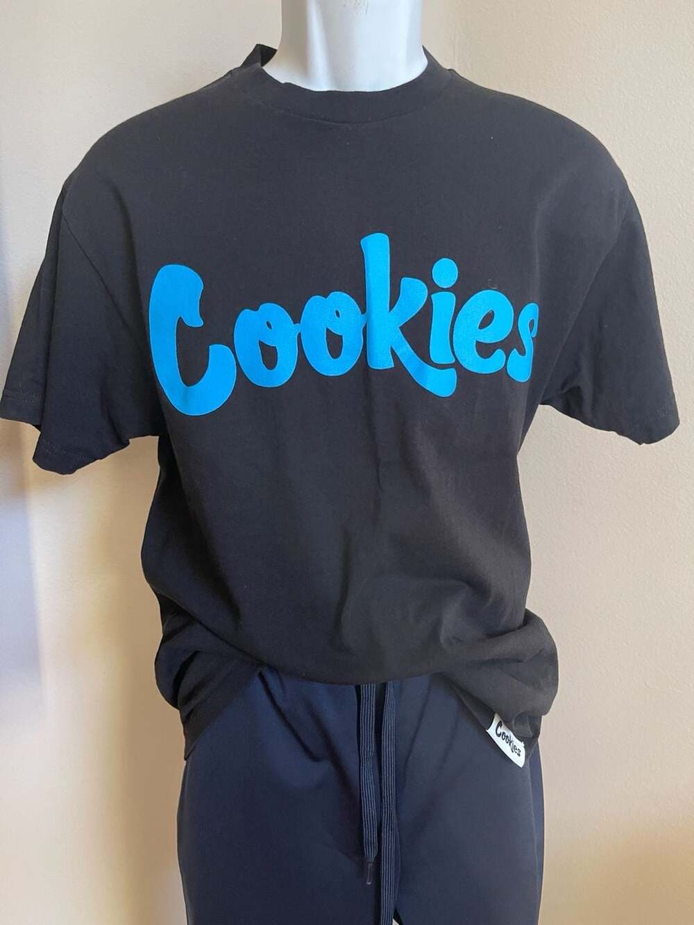 Cookies SF Logo Graphic T-Shirt Black Blue Size M